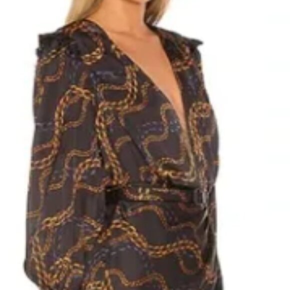 L'Academie Joyce Mini Dress Chain Print Black Size XS  Fashionable Party Look - Picture 3 of 12